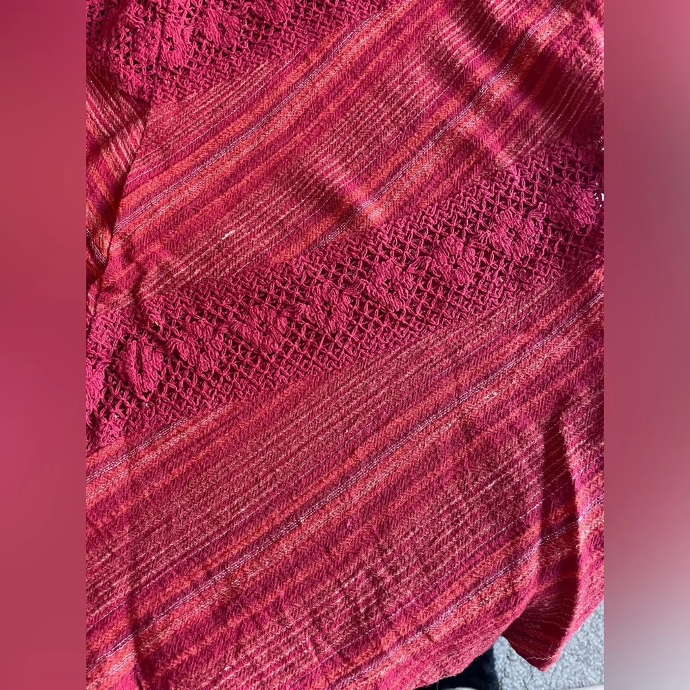 Prana Red Maxi Ginny skirt chevron stripe crochet 100% Cotton Size 6